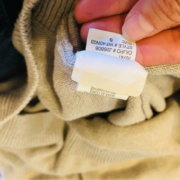 CALVIN KLEIN Oatmeal Asymmetrical Off The Shoulder Sweater Dress - Picture 6 of 7